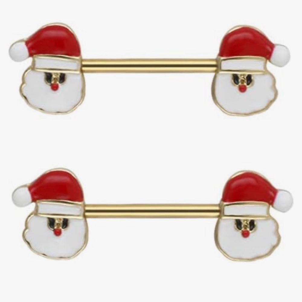 14K Gold Santa Claus Nipple Rings by Body Candy